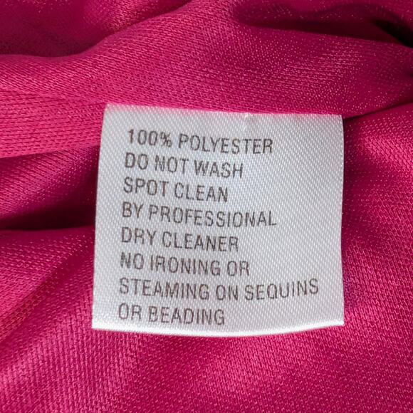 Mac Duggal Asymmetrical Draped Long Sleeve Mini Dress Magenta Size 2 - Picture 8 of 16